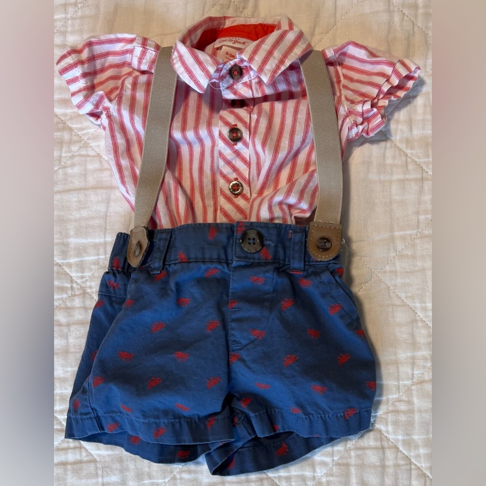Cat & Jack Red and White Striped Baby Shirt and Shorts set